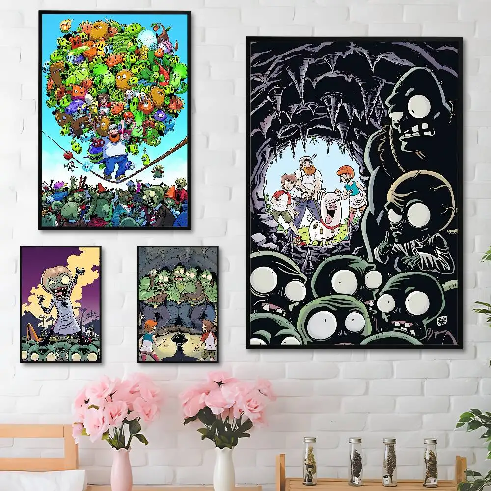 

Hot P-Plants Zombies Game Poster Fancy Wall Sticker for Living room bar retro decorative painting room
