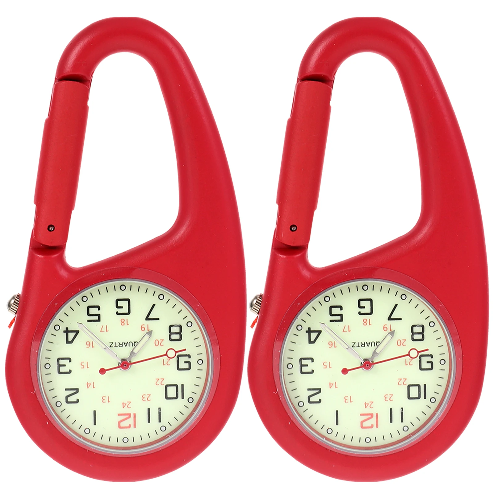 

2 Pcs Quartz Carabiner Watches Alloy Sports Men Clip Backpacks Portable Fluorescent Durable Long Use Sturdy Gift Mountaineering
