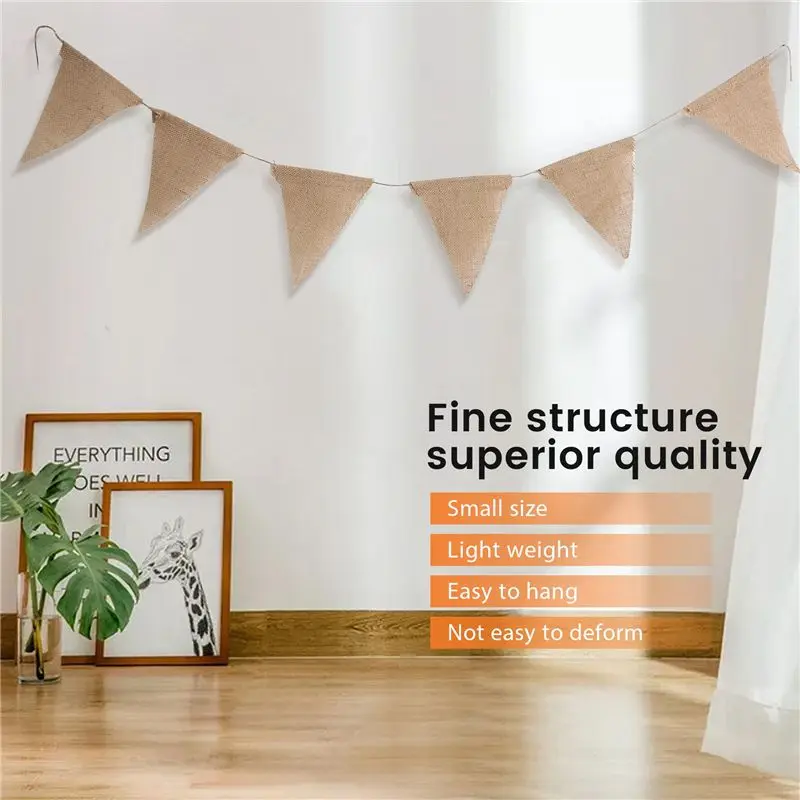 TFTP-3.7M Rustic Jute Hessian Burlap Lace Bunting Shabby Chic Wedding Banner