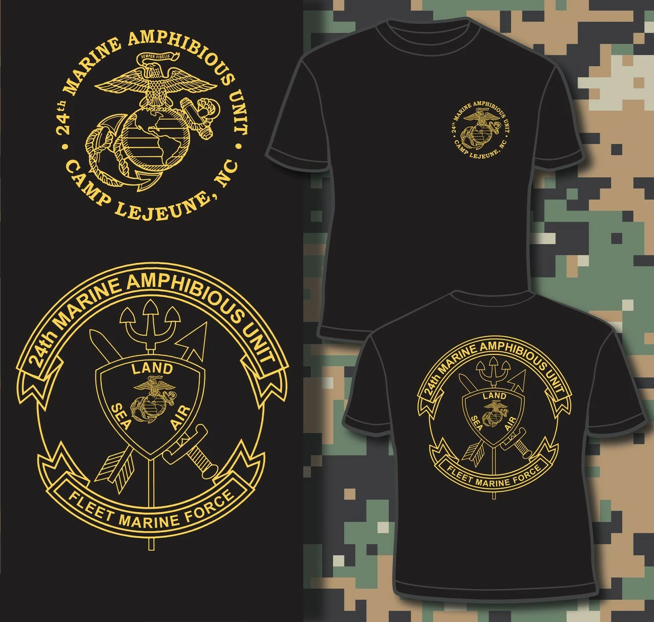 

Camp Lejeune, NC. US Marine Corps 24nd Marine Amphibious Unit T Shirt. Short Sleeve 100% Cotton Casual T-shirts Loose Top S-3XL