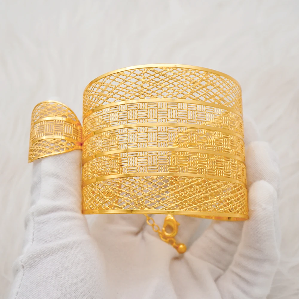 Ethiopia India Gold Color Bangles Ring For Women Middle East Bracelets Dubai African Female Bracelets Bride Wedding Jewelry