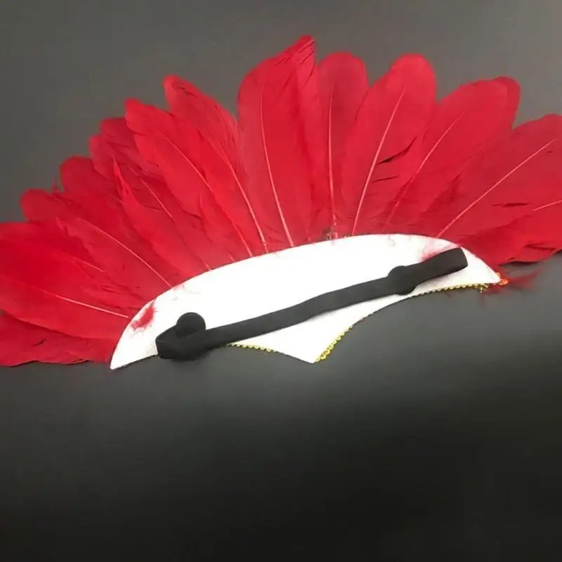 652f glinsterende Indiase hoofdband etnische veren haarband perfromances hoofddeksel