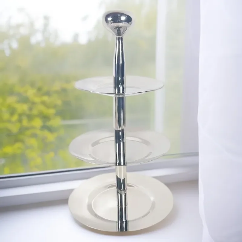 Nordic stainless steel three-layer shelf fruit cake cold food rack afternoon tea snack cake rack tray ornament