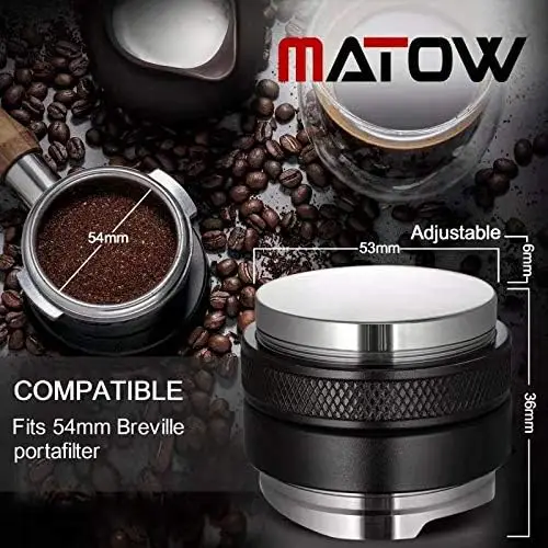 53mm Coffee Distributor and Tamper, Dual Head Coffee Leveler Compatible with Breville 54mm Portafilter