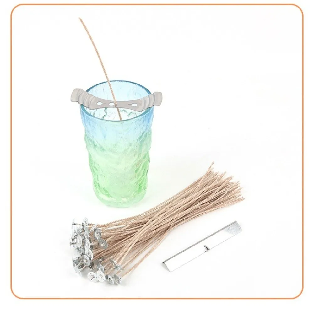 50pcs Pre-Waxed Candle Wicks 8 Inch With Metal Sustainer Tab Cotton Candle Wicks 50 Pieces Smokeless Wax Wick Soy Candle Making