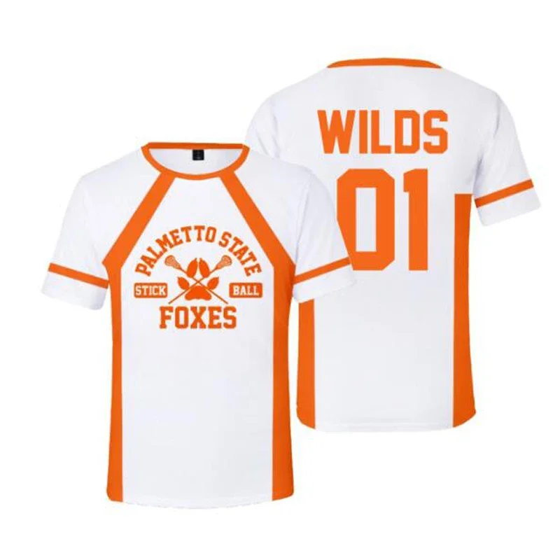 Cosplay The Foxhole Court Palmetto State Foxes Lacrosse Jersey WILDS MINYARD JOSTEN Kurzarm-T-Shirt für Männer, Jungen, Übergröße
