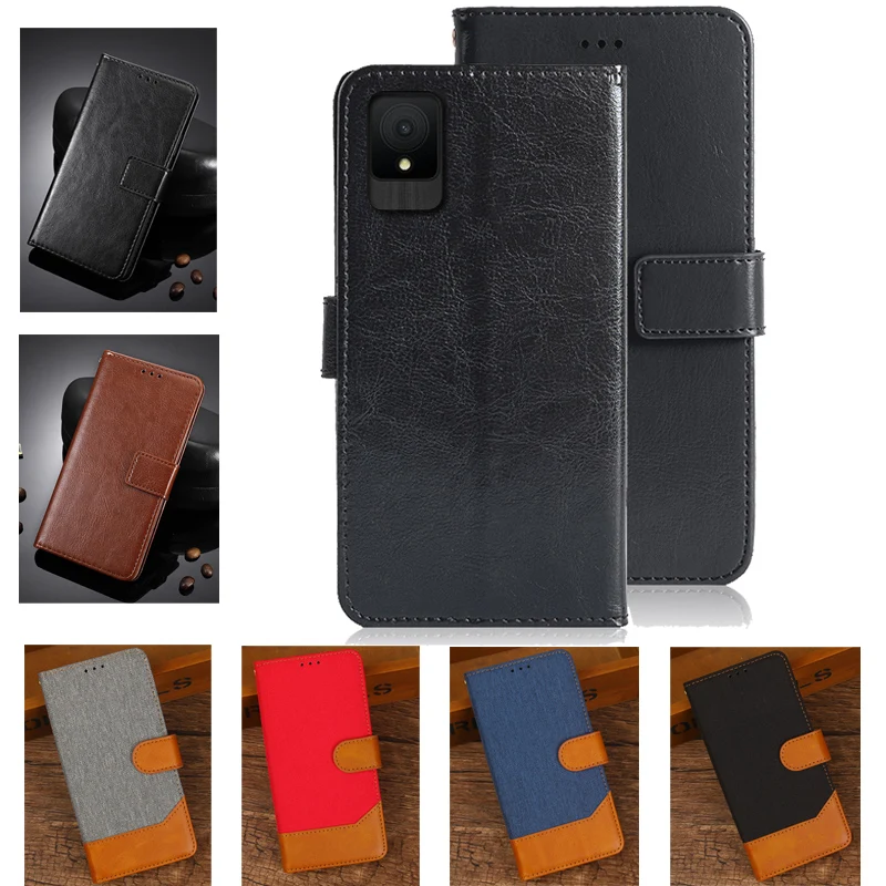 Casing tas ponsel kulit PU koboi untuk TCL K11 T432W casing Flip untuk TCL K 11 TCLK11 T432W casing Bisnis penutup belakang silikon lunak