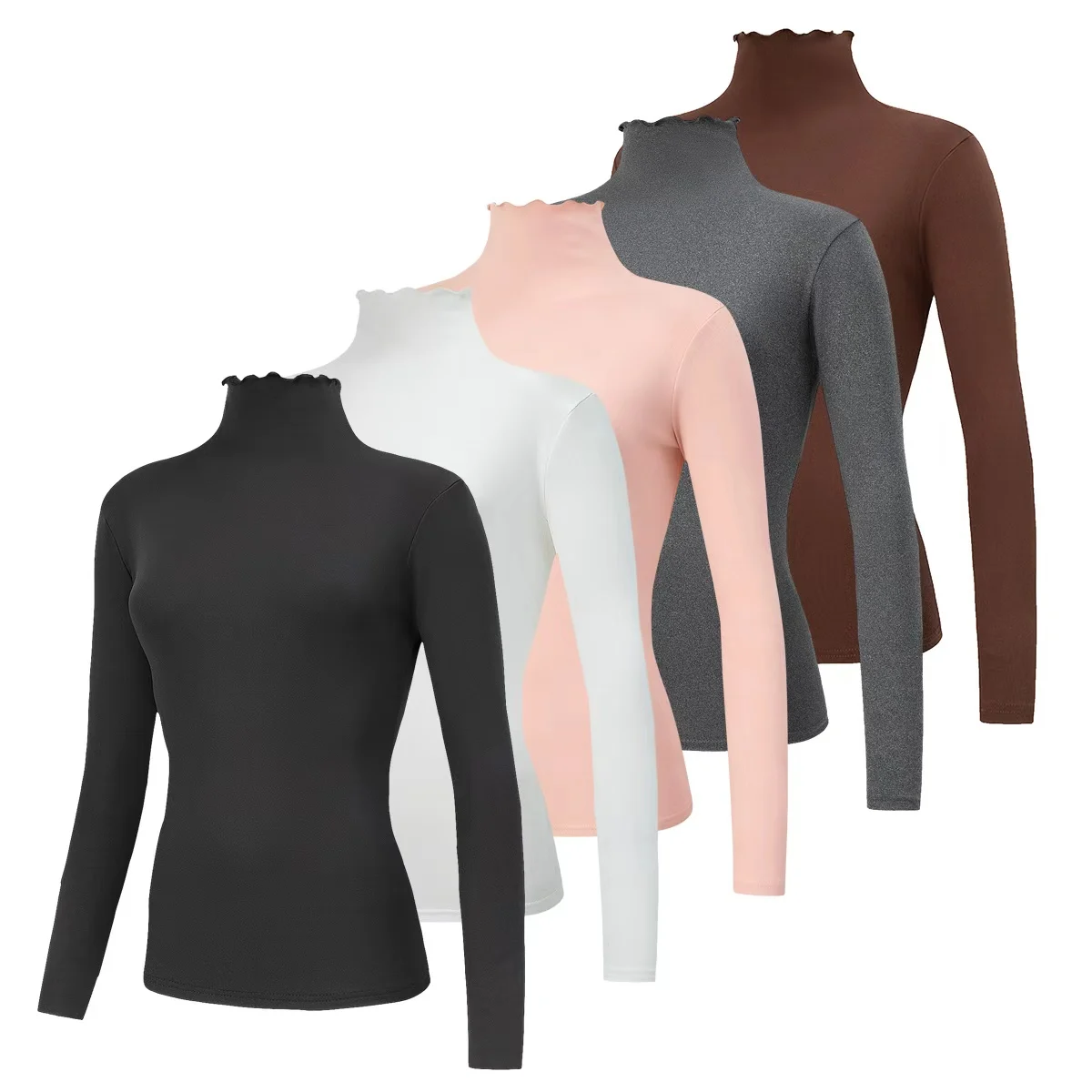 1/3 Pcs Women's Plus Size Warm Top In Autumn/Winter Solid Color Fashion High Neck Long Sleeved Casual Daily Sports Comfort Trend
