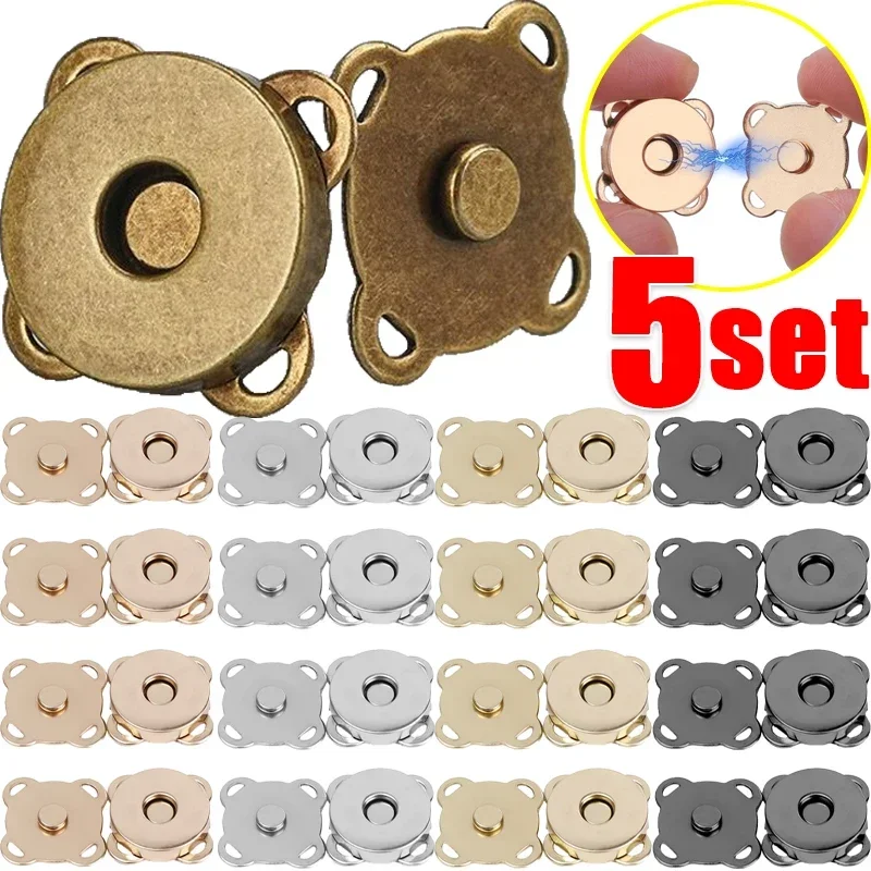 Sewing Metal Magnetic Snaps Clasps for Purse Handbags DIY Making Buttons Locks Plum Blossom Pins Clothes Craft Button 14/18mm