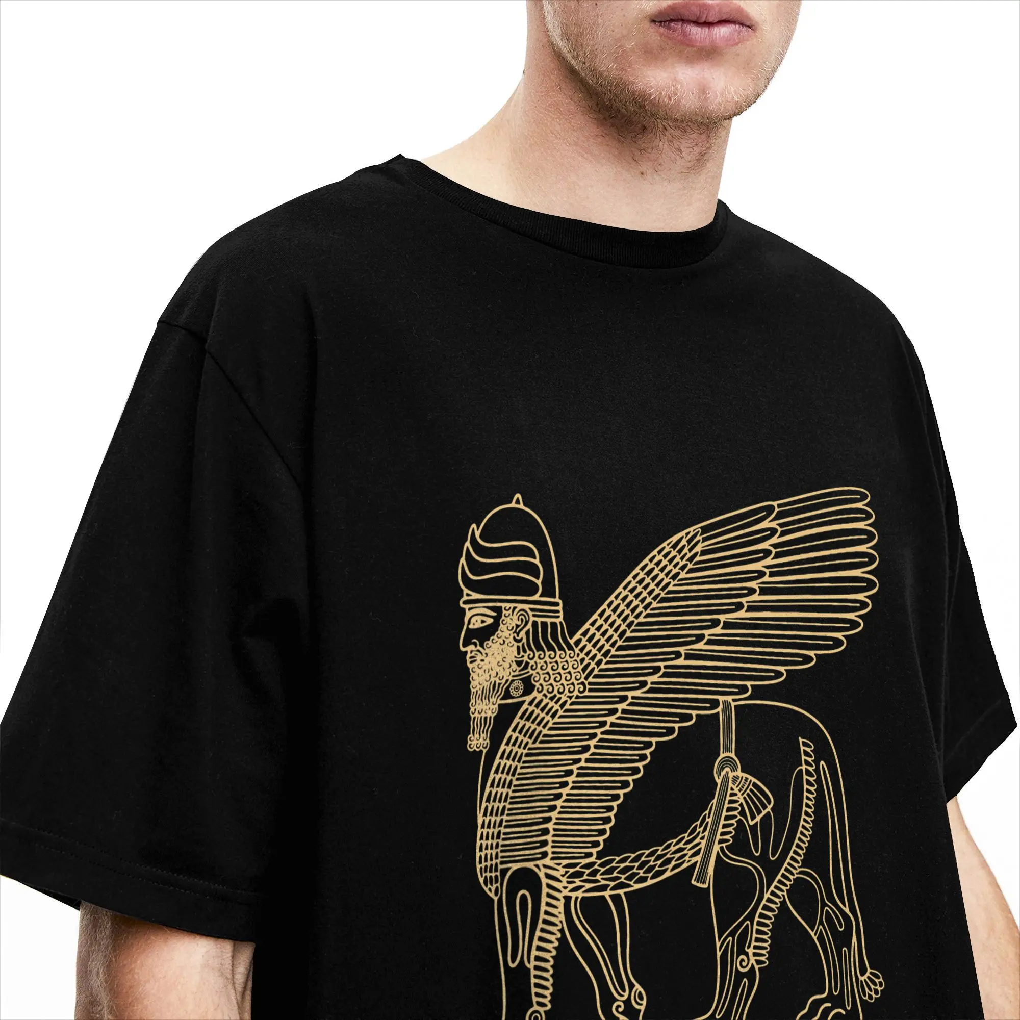 T-Shirt Lamassu Schedu Assyrischer Schutzgott der alten Sumerer T-Shirts Baumwoll-T-Shirt für Männer Y2K Kurzarm-Top-T-Shirts – Detail 3