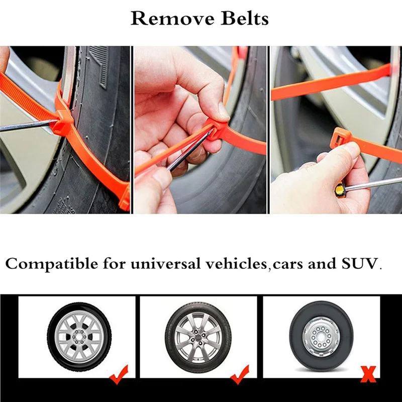 

Hot Selling-Universal Snow Tire Chain Emergency Tyre Anti-Skid Cable Adjustable Nylon Zip-Tie Track Claws,Universal Snow Tire Ch