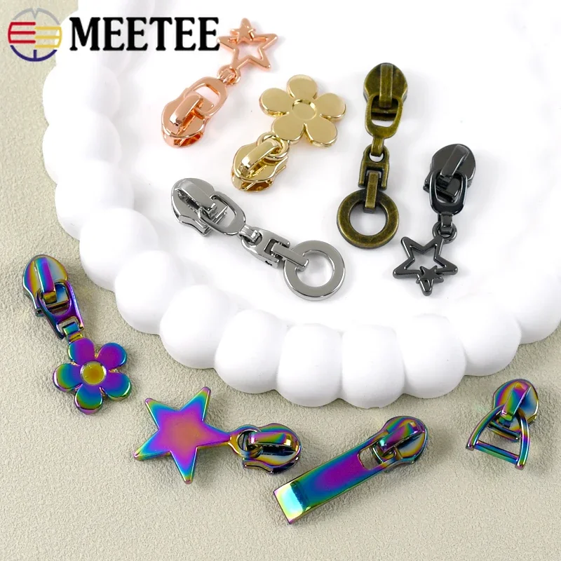 5/10/20/30Pcs Meetee 5# Nylon Zipper Sliders Pulls for Coil Zippers Tape Bag Purse Garment Zip Heads Repair Kits DIY Accessories