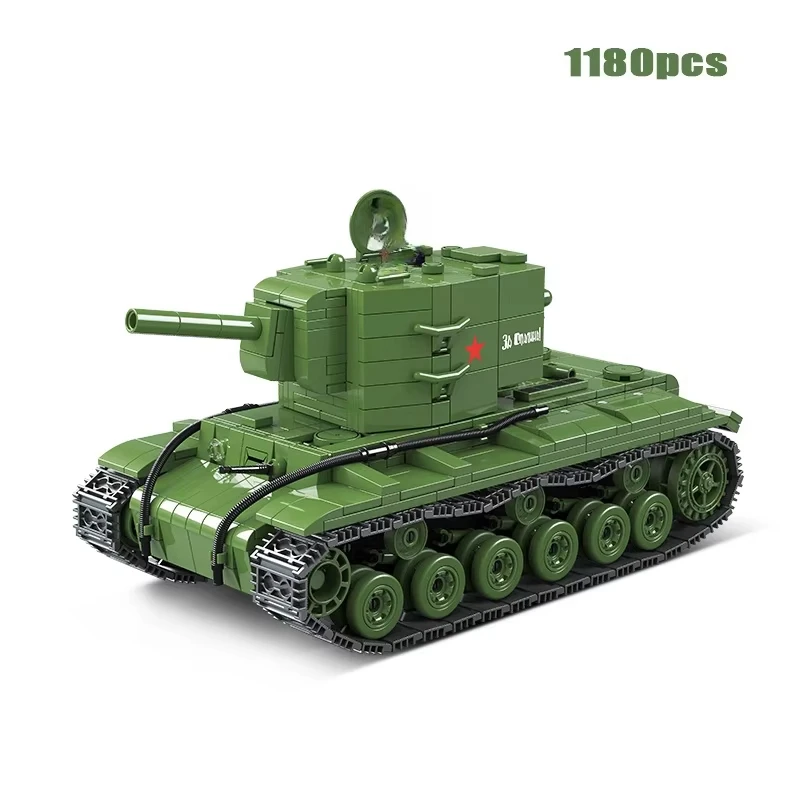 1180 قطعة MOC الحرب العالمية الثانية العسكرية KV-2 دبابة ثقيلة اللبنات لعبة جمع نموذج الأطفال لهدايا عيد الميلاد وأعياد الميلاد