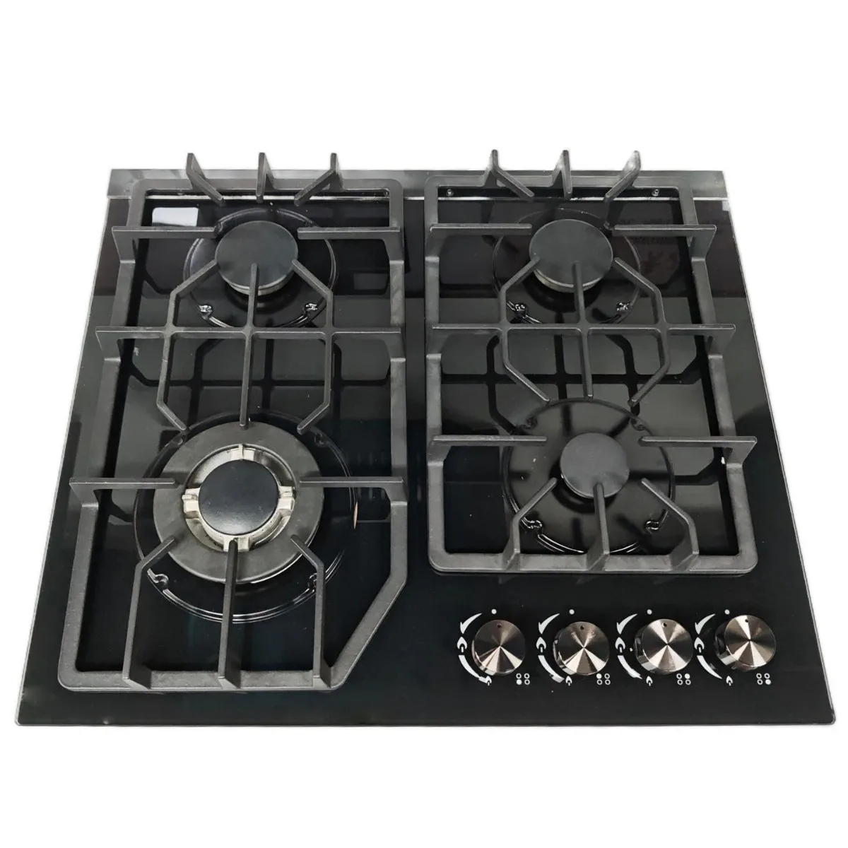 4 Burner Gas Stove, Tempered Glass, Built-in Cooktop, Natural Gas LPG, Home Kitchen Appliance, Stainless Steel, High Efficiency