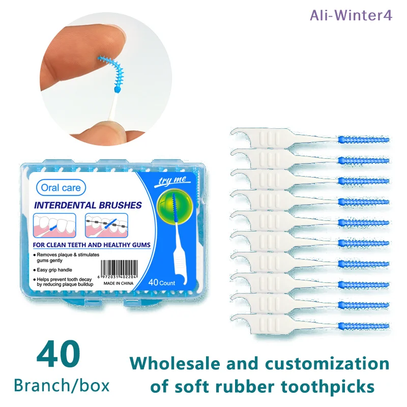 

{Summer2} 40 шт. межзубных силиконовых щеток-зубочисток с крючком для чистки между зубами, с нитью, инструменты для гигиены полости рта