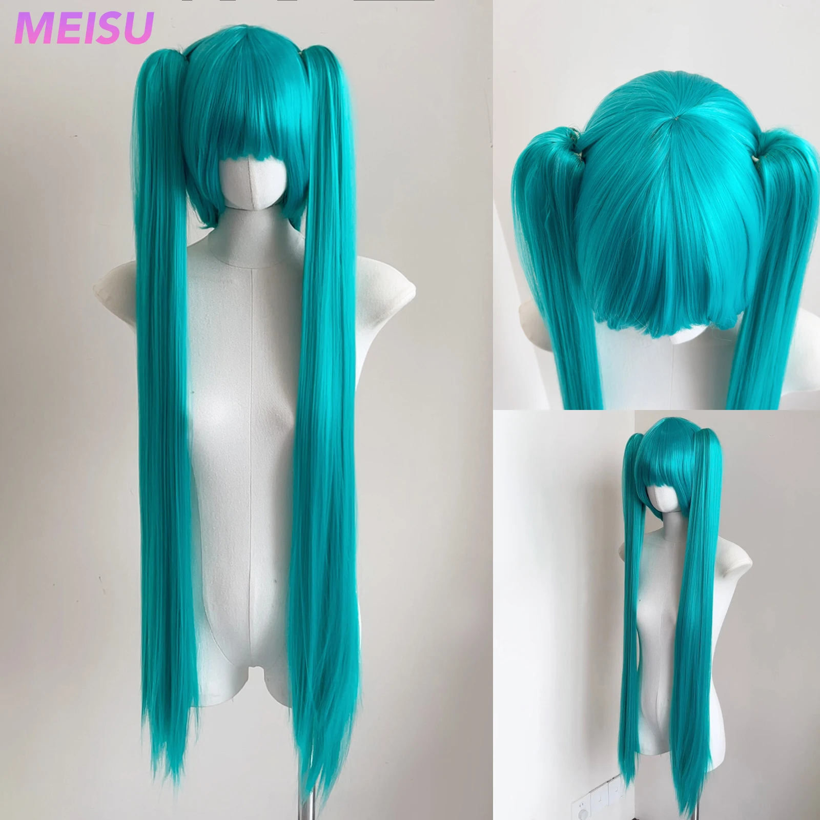 MEISU 36 Inch Cosplay Long Bangs Wig Synthetic Fiber Layered Hair Heat-Resistant Natural Smooth Cosplay Comic Convention Selfie