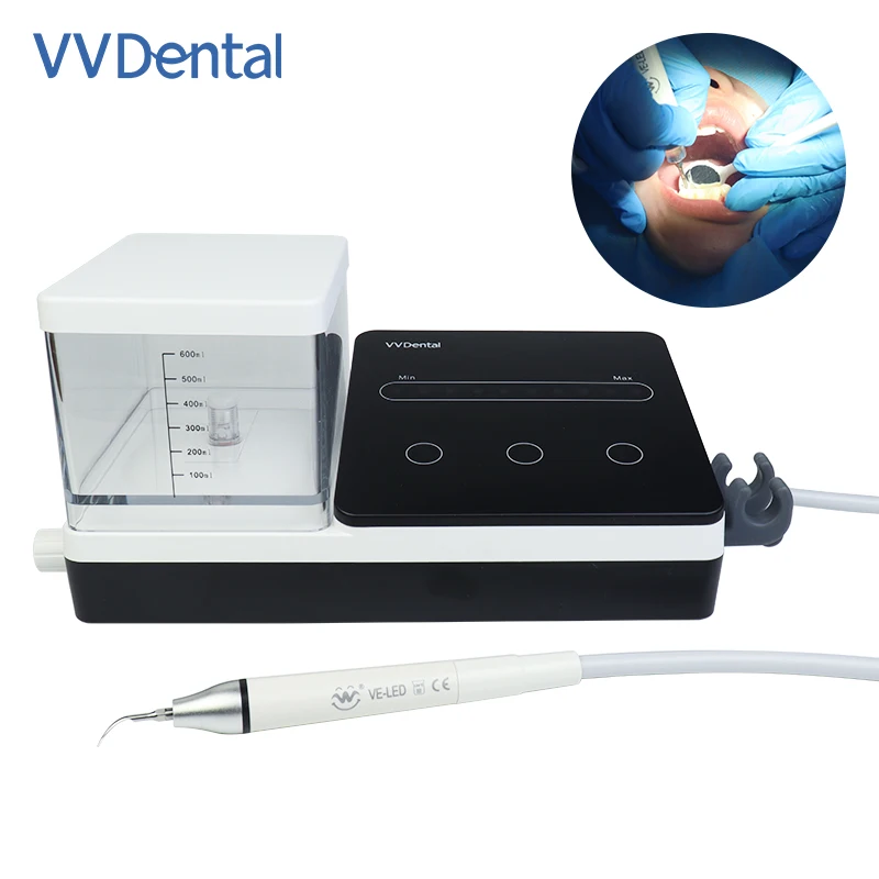 VV Dental Portable Ultrasonic Dental Scaler with Automatic Water Supply System 600ml Bottle for Removal Dental Calculus Stains