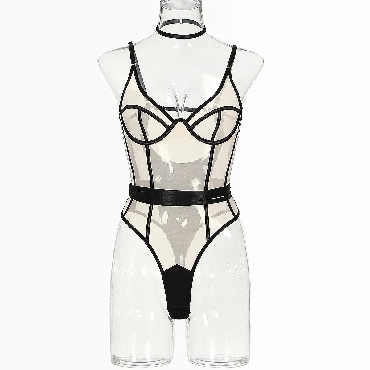 New sex underwear mesh stitching sexy perspective body sculpting backless suspender onesie sexy xxxxl plus sixe body suit