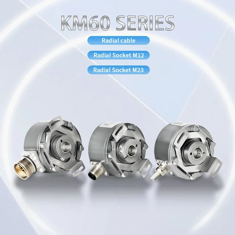 المطلق جوفاء رمح التشفير محرك سيرفو متعدد بدوره محرك التشفير KM60 الفولاذ المقاوم للصدأ الروتاري التشفير 16/17/19/20/22/24 بت