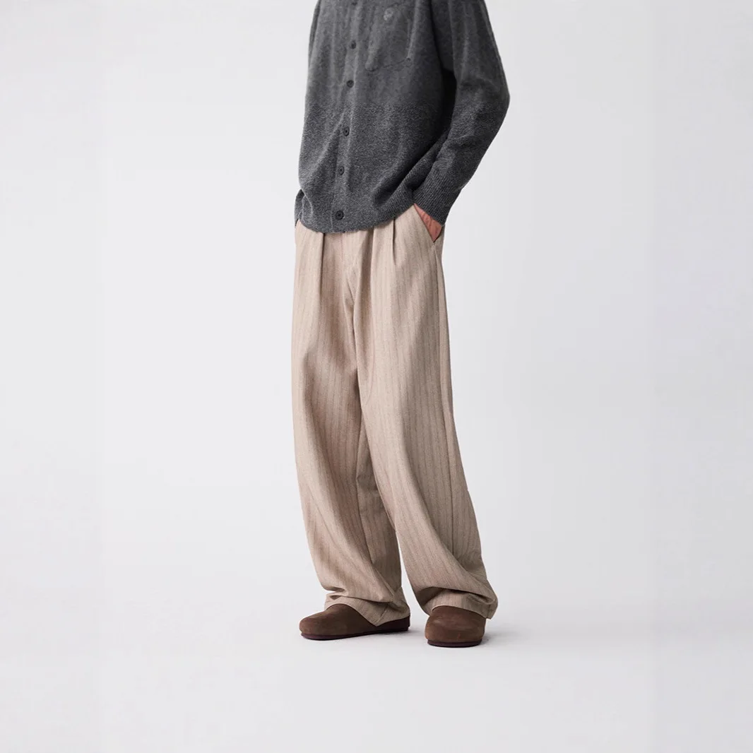 Men's Spring and Summer New Casual Pants Loose Striped Straight-leg Pants Premium Versatile Trousers