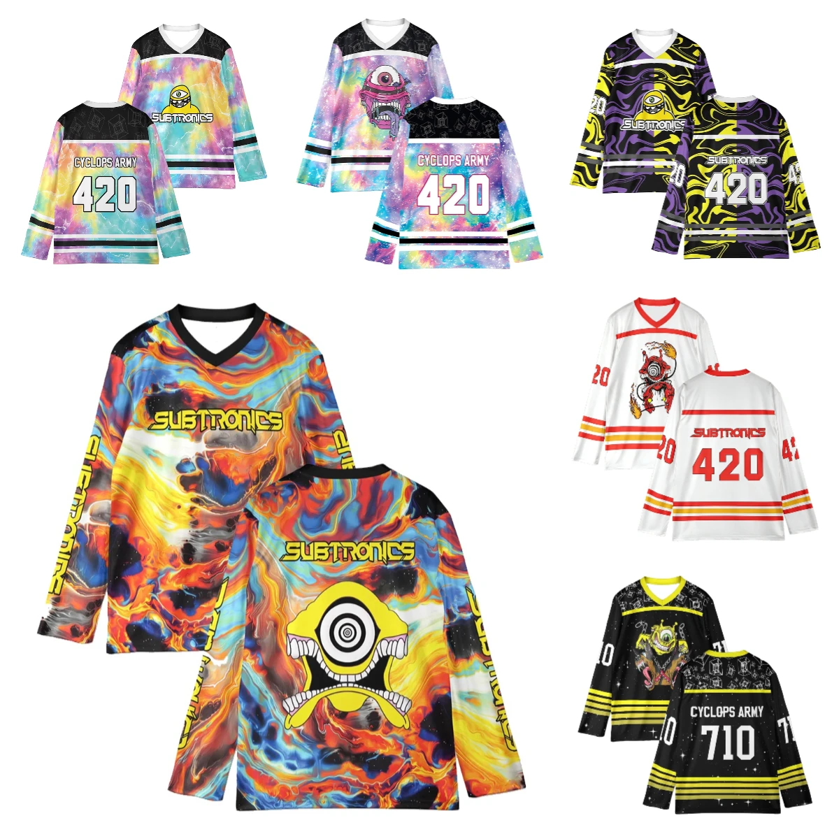 Subtronics Merch Hockey Jersey 2026 Music Festival V-Neck Long Sleeve Loose Top Shirts Women Men Athletic T-shirt