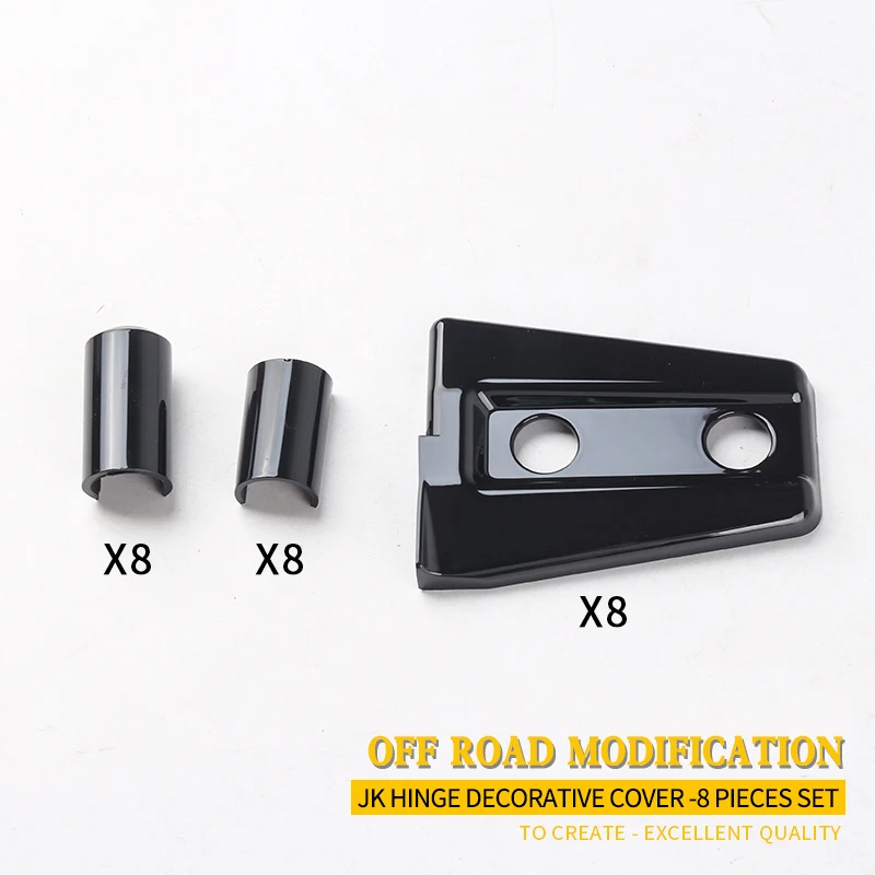 Door hinge cover decorative external accessories 2007-2018 (black 8PCS) suitable for Jeep Wrangler JK JKU Rubicon 2D&4D