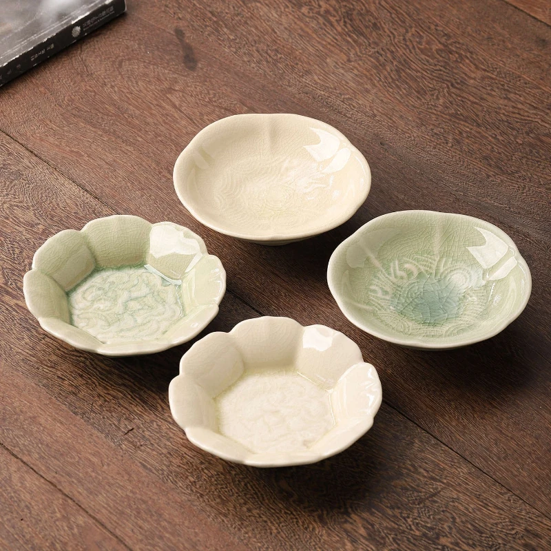

LTT Ceramic Crystal Glaze Furnace Tea Dim Sum Plate Snack Fruit Dried Fruit Plate