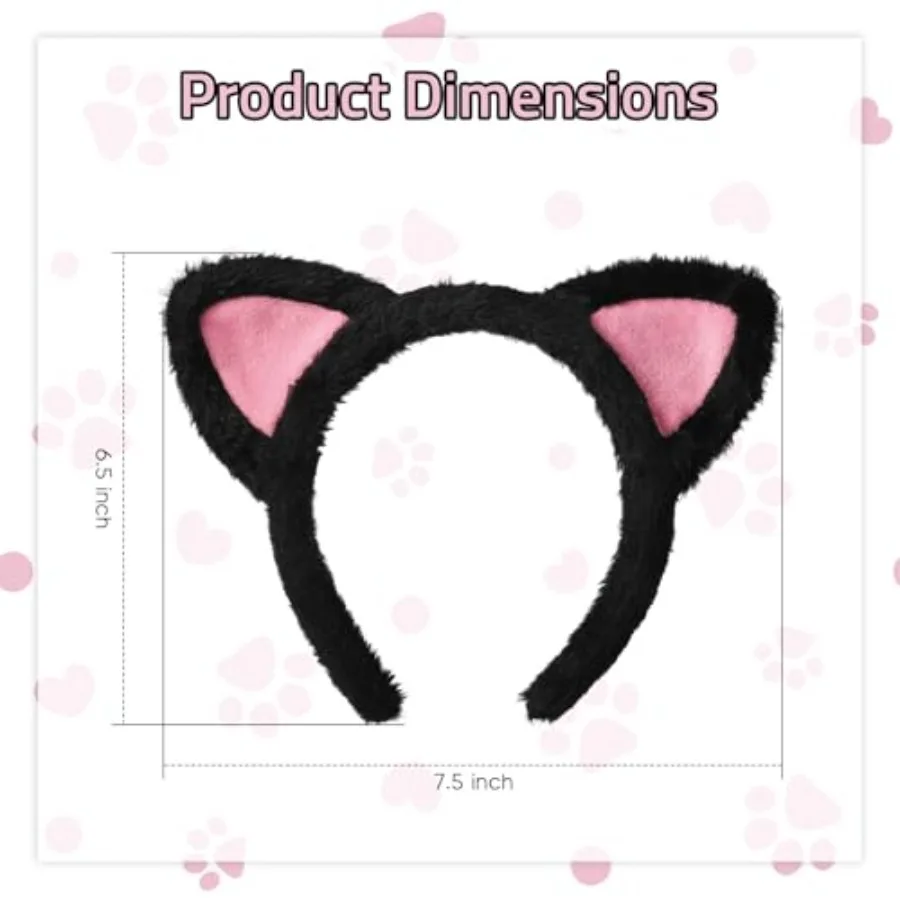 Halloween Cat Ear Headbands, Cute Fuzzy Cat Washing Face Makeup Head Band, Plush Soft Hairband, Cosplay, Women Spa Yoga view 2