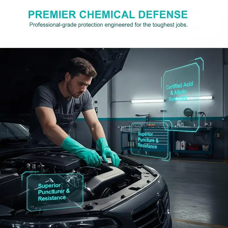 [L] Dishwashing Nitrile Gloves Waterproof Oil Chemical Proof Durable Kitchen Industrial Household Use