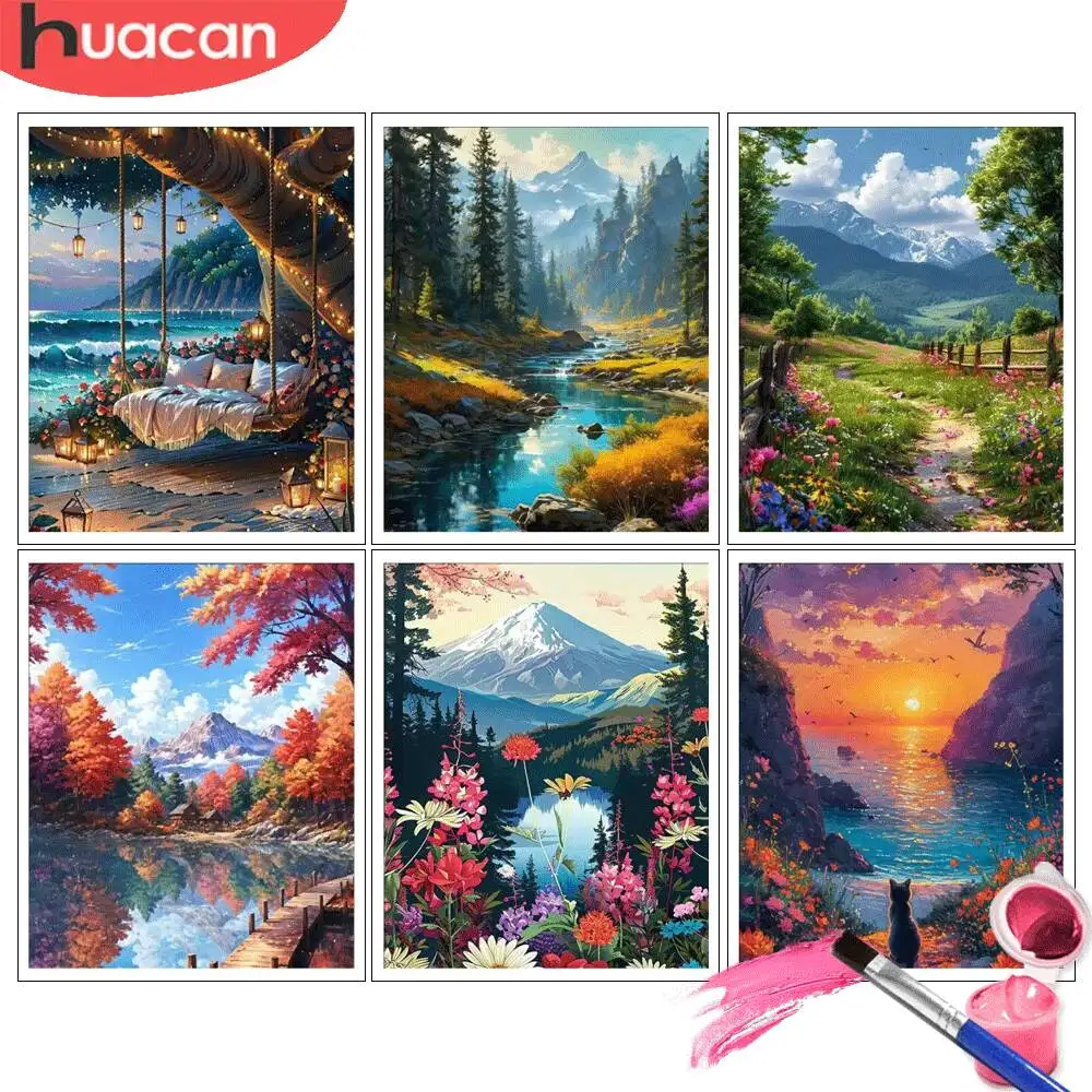 Malen nach Zahlen Kit Mittelmeer Dorf Szene Leinwand Kunst Handgemalte Landschaft DIY Digitale Ölgemälde Zeichnung Wohnkultur