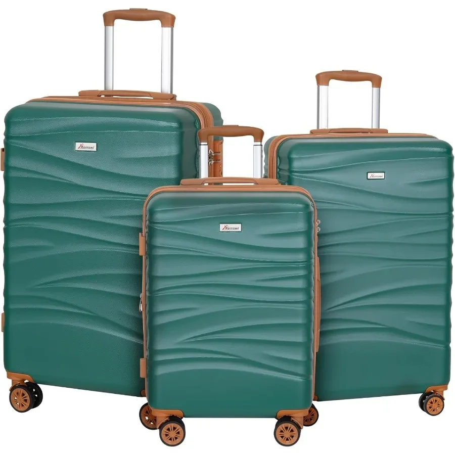 Hardside Expandable 3PCS Luggage Set with Spinner Wheels, Hard Shell Lightweight Luggage with TSA Lock 20/24/28 Green