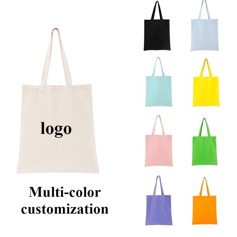 Blank Color Customized Logo Hand-held Canvas Bag Shopping Eco-friendly Bag Ins High-end Shoulder Canvas Bags