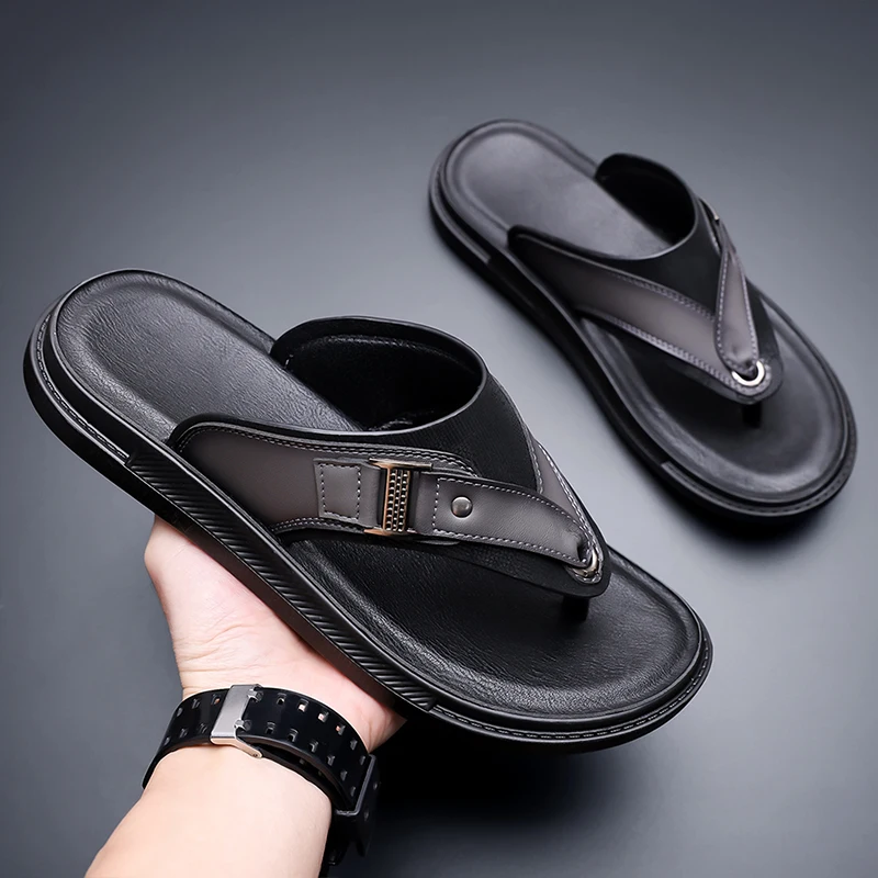 Breathable Men Summer Slippers, Quick Drying Waterproof EVA Material, Non Slip Wear Resistant, Lightweight Slip On For Bathroom