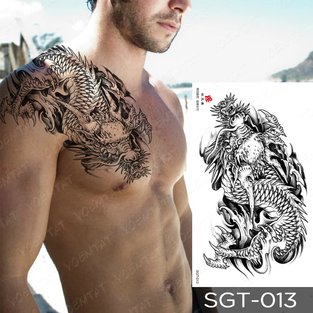 Tatouages Temporaires Imperméables pour Femme et Homme, Sexy, Grande Poitrine, Gothique, Amour, Croix, Autocollant, Taille Arrière, Dessins d'Art, Faux Tatouage