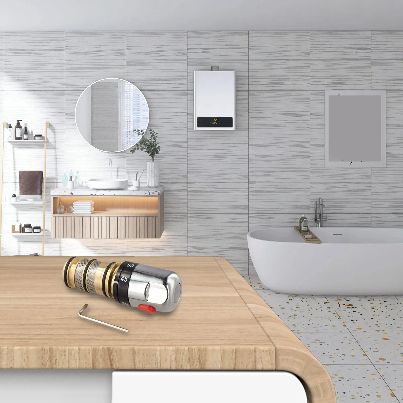 

Smart Thermostatic Control Tap Tap Valve 120*39.57mm 4.7*1.56inch Replacement Cartridge Heat-Sensitive Element