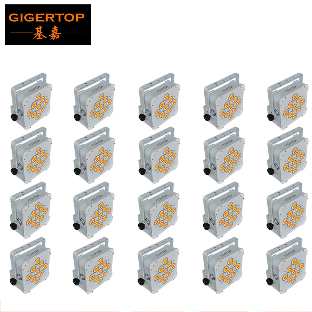 20pcs/lot Wireless DMX Battery Powered RGBWAP LED Par Remote Control LED Wireless Battery Uplighter 9x18W TP-B0918B