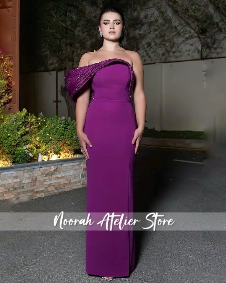 

Eleagnt Purple Beaded One Shoulder Evening Dress Luxury 2026 فساتين حفلات الزفاف Wedding Party Gown Customized