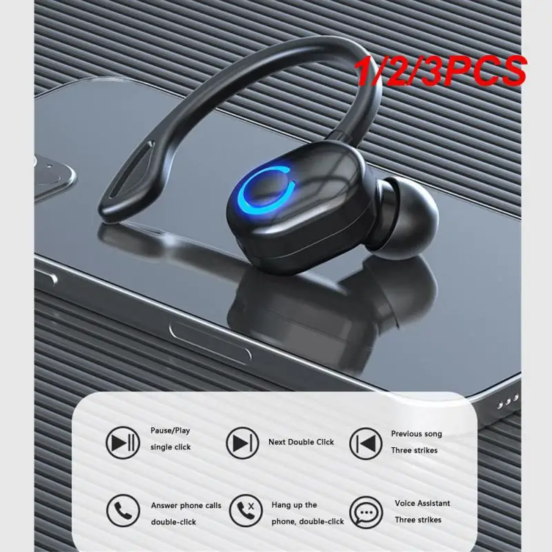 1/2/3PCS Portable Headset 5.2 Ear Hook Type Low Delay Noise Reduction Single Ear Sports Running Business Wireless Game