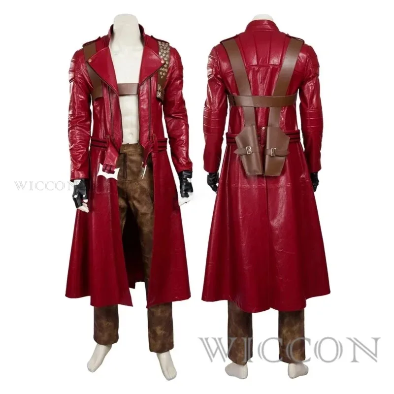 Devil Cos May Cry 3 disfraces de Cosplay Dante uniformes de juego para hombres peluca Poncho largo rojo conjunto de chaqueta Halloween carnaval personalizado; 2'd