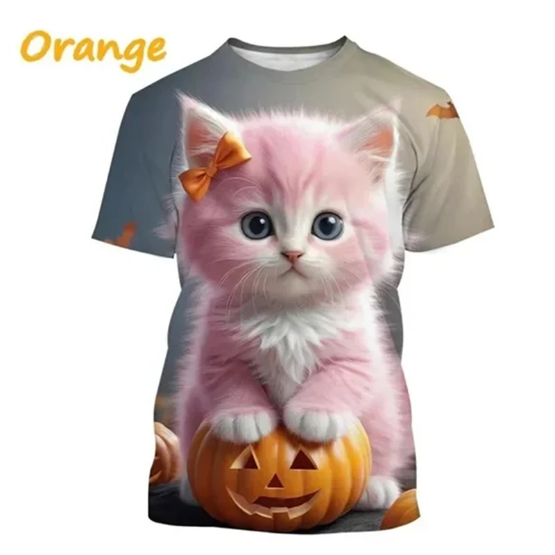 Cat 3D Printed T Shirt Cute Animal Pet Cat Baby Graphic T-shirt For Men And Women Fashion O Neck Short-sleeved Casual Tops