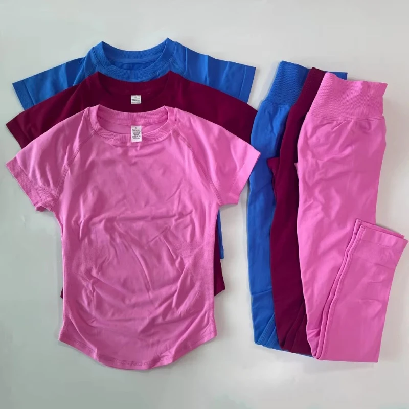 Women's Scoop Back Gym Set High Waist Scrunch Shorts Seamless Tank Top Activewear Workout Suit Backless Bra T-Shirt image 2
