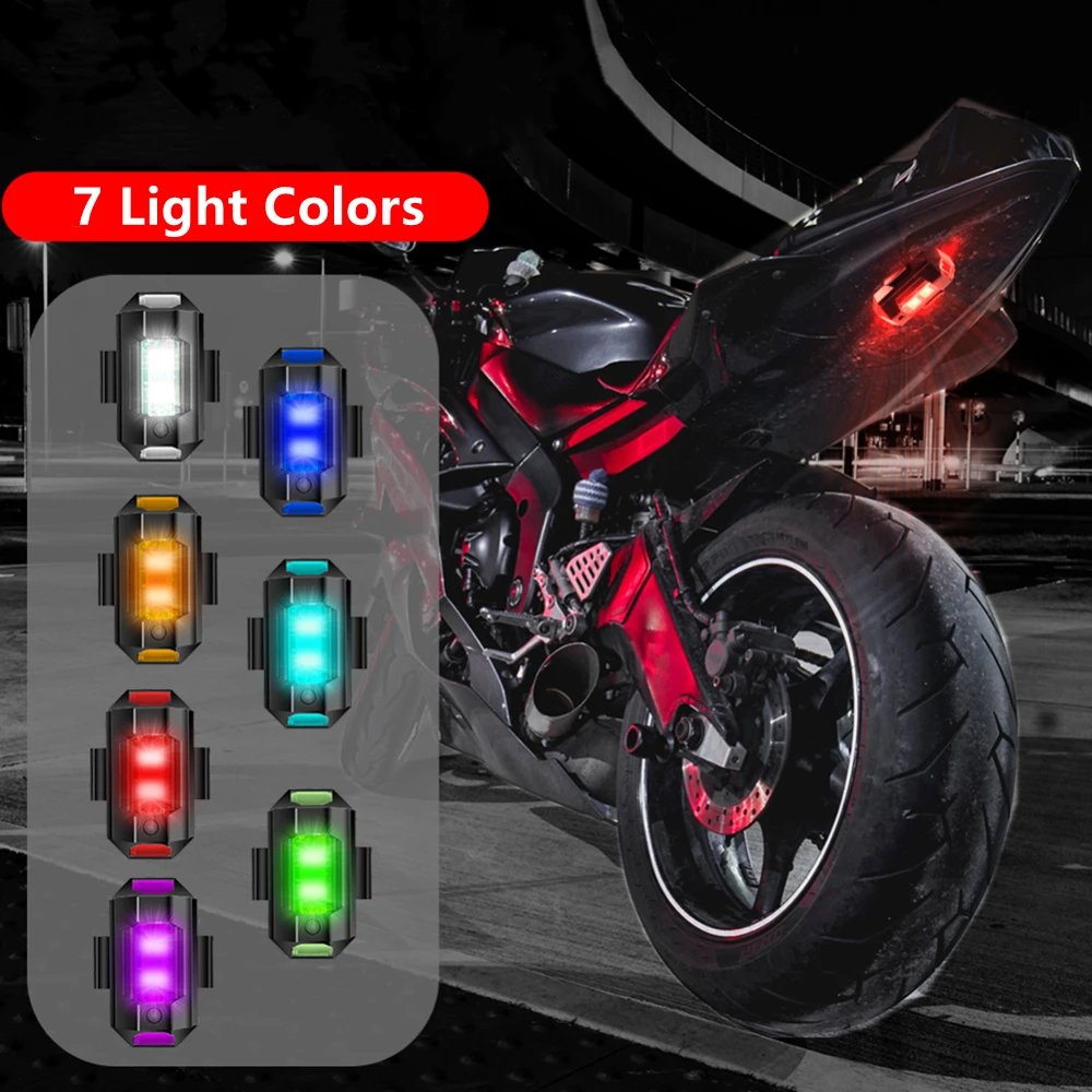 Lumière LED anti-collision universelle pour moto, mini signal lumineux pour importateur, lumière stroboscopique, clignotant, 7 couleurs