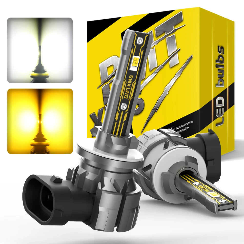 

BMTxms 2Pcs 12000LM 881 H27 LED Fog Light Bulbs Canbus Golden Yellow White Car H27W/2 880 H27W/1 Fog Driving Lamp DRL Waterproof
