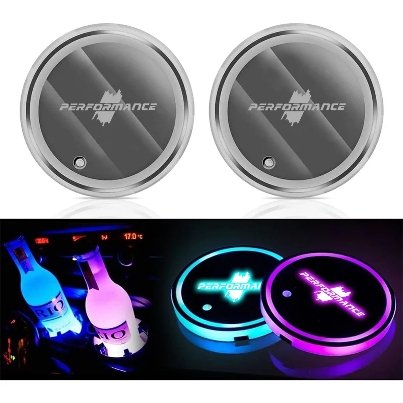 LED Car Water Cup Mat For BMW X1 X2 X3 X4 X5 X6 X7 E36 E39 E46 E60 E87 E90 E92 Emblem Auto Interior Decorative Atmosphere Lights