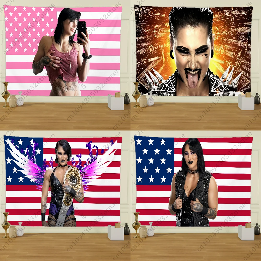 

R-Rhea Ripley Wrestler Flag Tapestry Creative Pattern Photo Living Room Wall Art Tapestry Decor Party Outdoor Decorate Banners