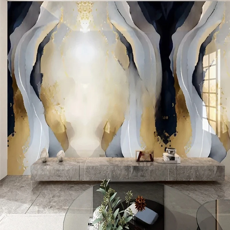MU7943 Mural Wallpaper Modern Abstract Oil Painting Blue Plaster Fresco Living Room Bedroom Background Wall Decor Papier Peint