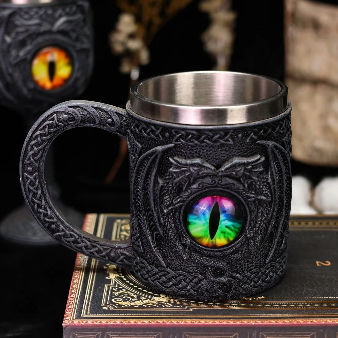 

New Dragon Eye Beer Mug Personalized Dragon Shape Stainless Steel Coffee Cup With 3D Sculpture Statue Design Luxury Gift
