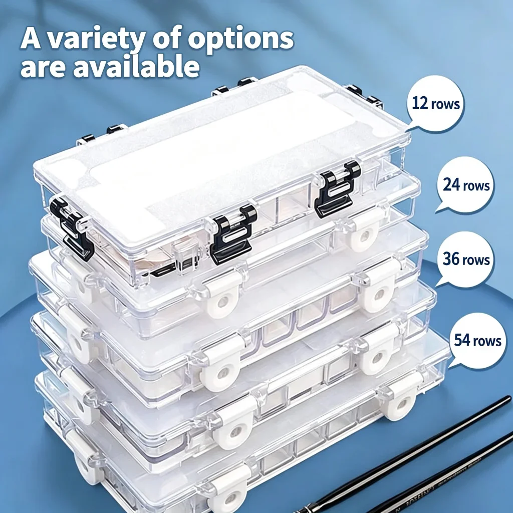 Watercolor Paint Palette Box 24/36 Grids Transparent Plastic Moisturizing Pigment Storage Case Airtight Lid for Artists Painting