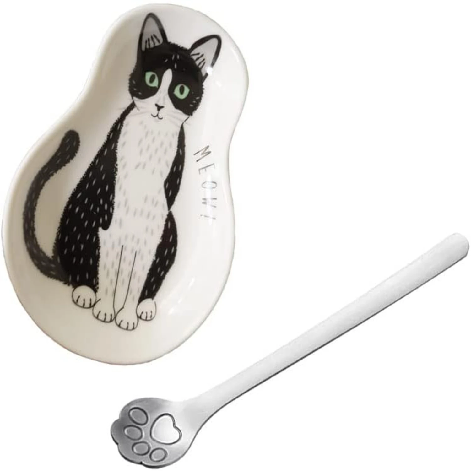 

Coffee Spoon Rests and Spoon - Ceramic Cute Cat Spoon Rest Teaspoon Holder Coffee Station Decor Coffee Coffee Stirrers Holder f