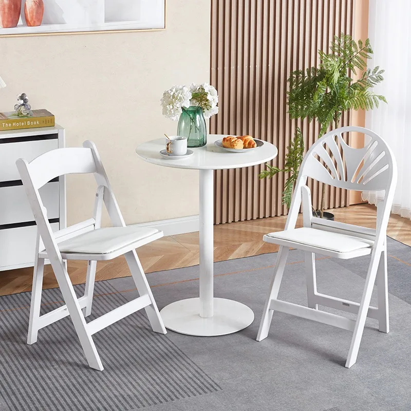 Foldable Chair Plastic Banquet Chair Backrest Chair Outdoor Chair Full Plastic Resin Chair Convenient Wedding Adult Guest Chair